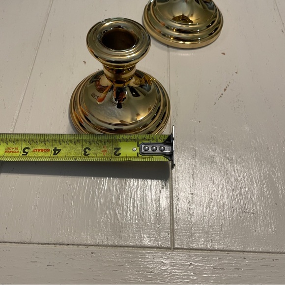 Pair of 3 1/2” VINTAGE F B ROGERS SILVER PLATE CANDLE HOLDERS Gold Tone JAPAN - Picture 10 of 10